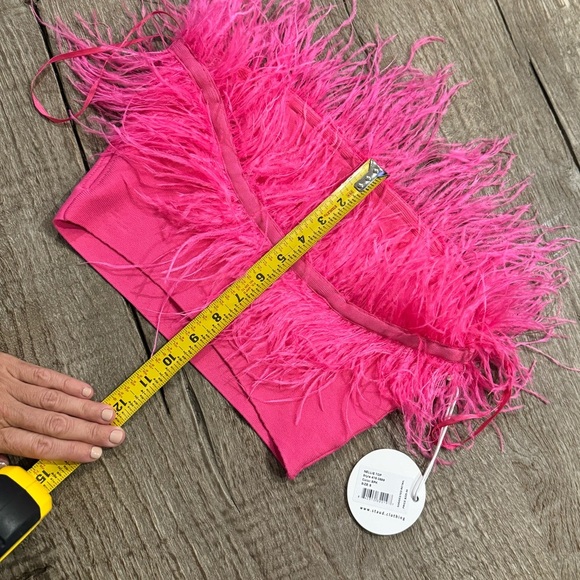 STAUD  Nellie Feather Top in Hot Pink- XS,S - Picture 13 of 14